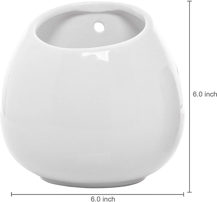 6-inch White Ceramic Wall-Mounted Succulent Planters, Set of 2
