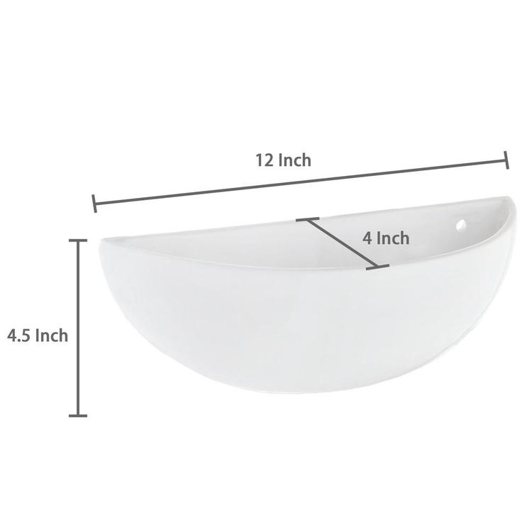 Modern White Half-Moon Wall Planter, Set of 2