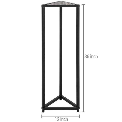 Triangular Torched Wood & Black Metal Stand, 36-inch