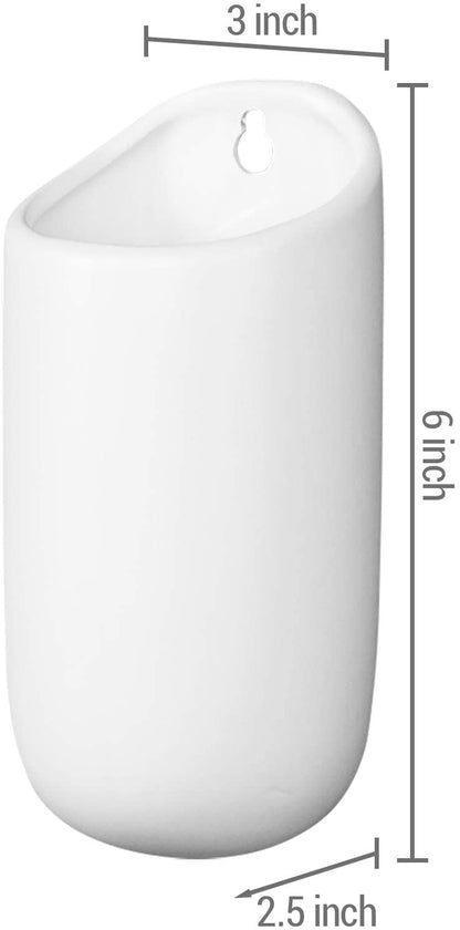 Matte White Ceramic Wall Mounted Cylindrical Succulent Flower Planters, Set of 4