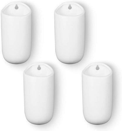 Matte White Ceramic Wall Mounted Cylindrical Succulent Flower Planters, Set of 4
