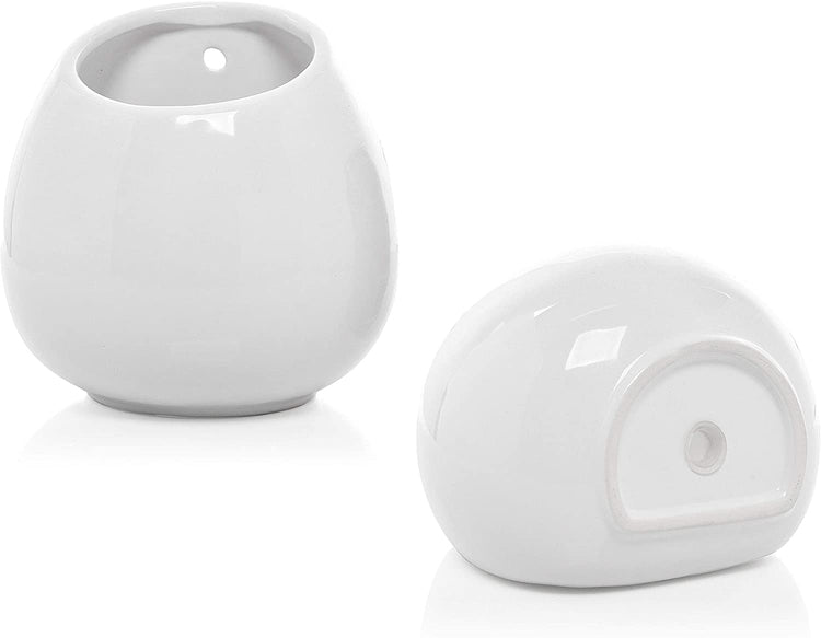 6-inch White Ceramic Wall-Mounted Succulent Planters, Set of 2