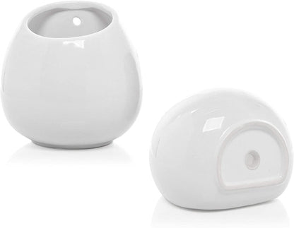 6-inch White Ceramic Wall-Mounted Succulent Planters, Set of 2