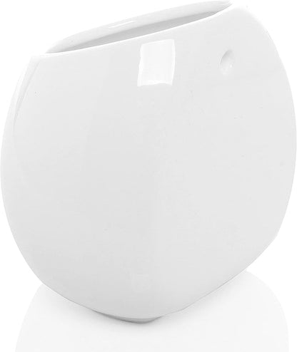 6-inch White Ceramic Wall-Mounted Succulent Planters, Set of 2