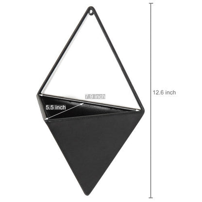 Diamond-Shaped Wall-Mounted Metal Shelves & Planter, 3-Piece Set