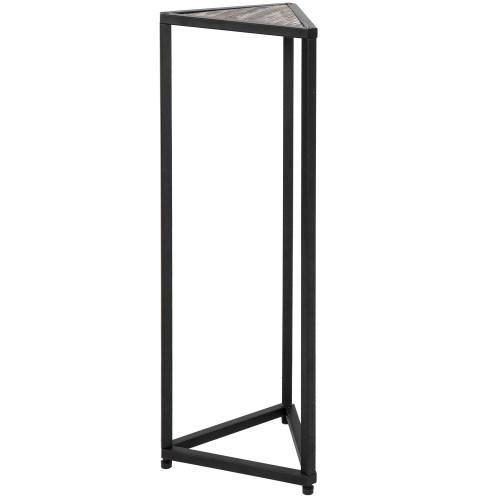 Triangular Torched Wood & Black Metal Stand, 36-inch