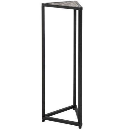 Triangular Torched Wood & Black Metal Stand, 36-inch