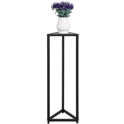 Triangular Torched Wood & Black Metal Stand, 36-inch