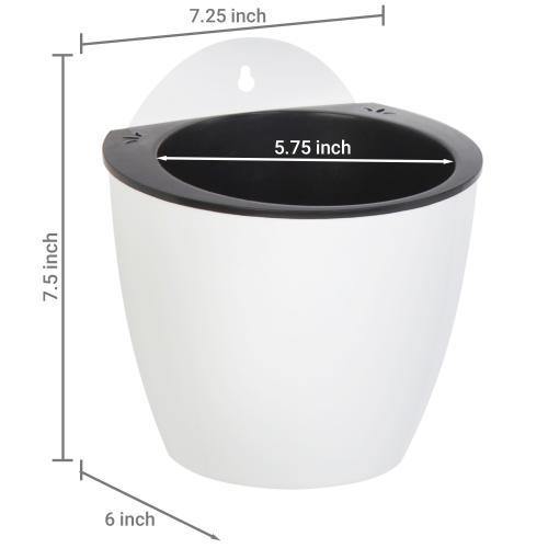 Wall Mounted Self Watering White Planter Pots, Set of 4