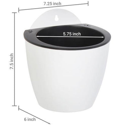 Wall Mounted Self Watering White Planter Pots, Set of 4