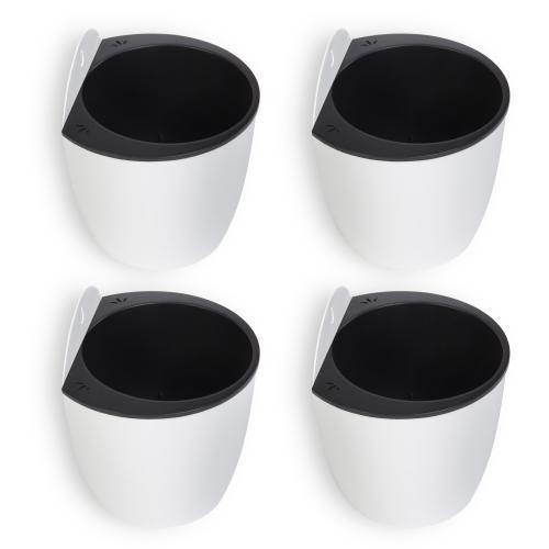 Wall Mounted Self Watering White Planter Pots, Set of 4