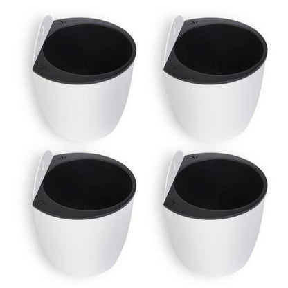 Wall Mounted Self Watering White Planter Pots, Set of 4