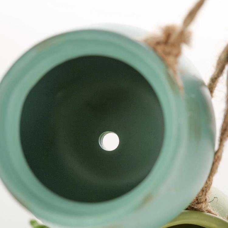 Hanging Multicolor Round Mini Ceramic 4 Planter Set (Blue, Green, Orange, and Brown)