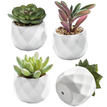 Mini Artificial Succulent Plants in Geometric Plant Pots