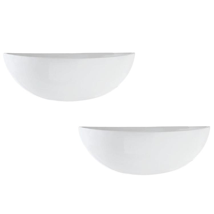 Modern White Half-Moon Wall Planter, Set of 2