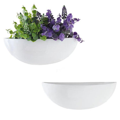 Modern White Half-Moon Wall Planter, Set of 2