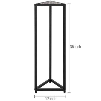 Triangular Torched Wood & Black Metal Stand, 36-inch