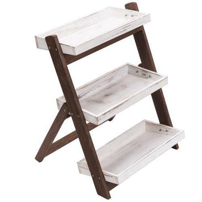 White/Burnt Brown Wood Display Shelves, Plant Display Stand